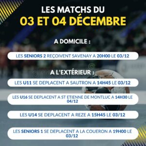 Matchs 3 et 4 décembre 2022