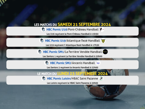 Matchs du 21 au 23 septembre 2024