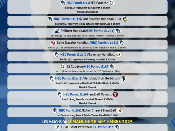 Matchs des 27 & 28 septembre 2025