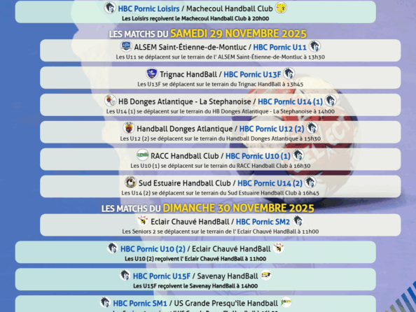 Matchs du 24 au 30 novembre 2025