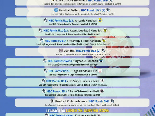 Matchs du 24 au 26 janvier 2026