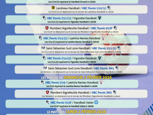 Matchs du 31 janvier au 2 février 2026
