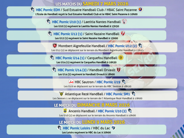 Matchs du 7 au 9 mars 2026