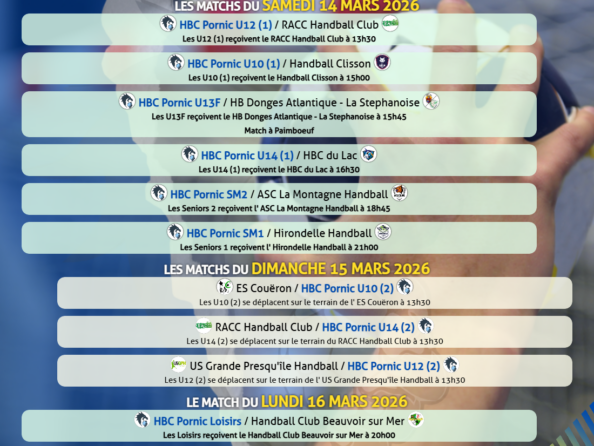 Matchs du 14 au 16 mars 2026