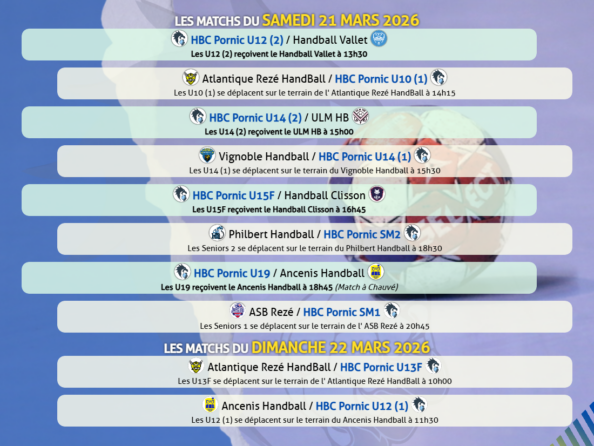 Matchs du 21 au 22 mars 2026