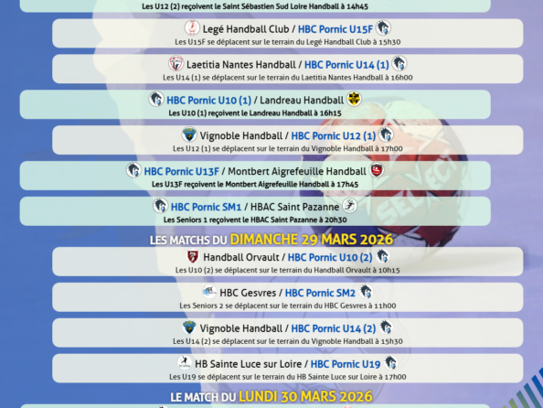 Matchs du 28 au 30 mars 2026