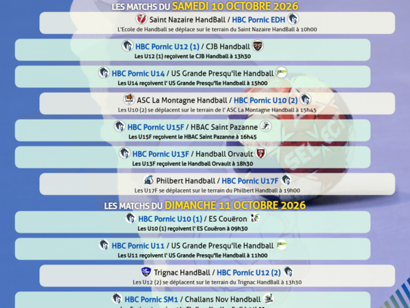 Matchs du 7 au 11 octobre 2026