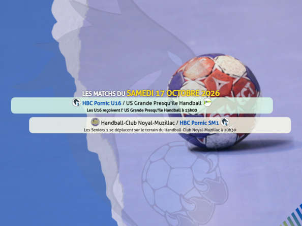 Les matchs du Samedi 17 octobre 2026